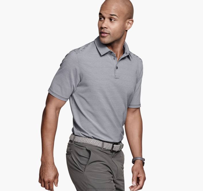 Johnston & Murphy Hommes polo performance xc4 TXRN430 vêtements rayure blanche/grise