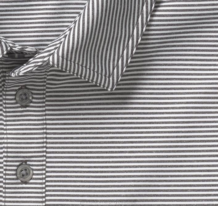 Johnston & Murphy Hommes polo performance xc4 TXRN430 vêtements rayure blanche/grise