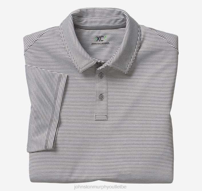 Johnston & Murphy Hommes polo performance xc4 TXRN430 vêtements rayure blanche/grise