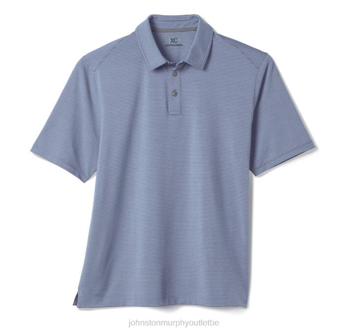 Johnston & Murphy Hommes polo performance xc4 TXRN496 vêtements rayure bleu clair/gris