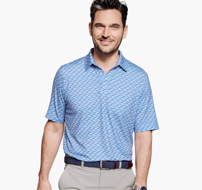 Johnston & Murphy Hommes polo performance xc4 TXRN666 vêtements imprimé requin bleu