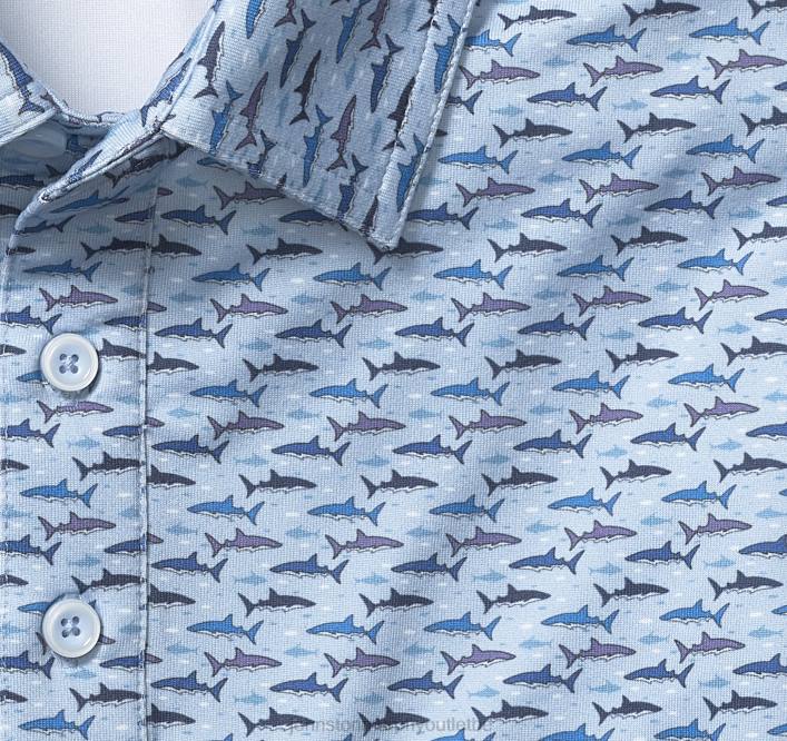 Johnston & Murphy Hommes polo performance xc4 TXRN666 vêtements imprimé requin bleu