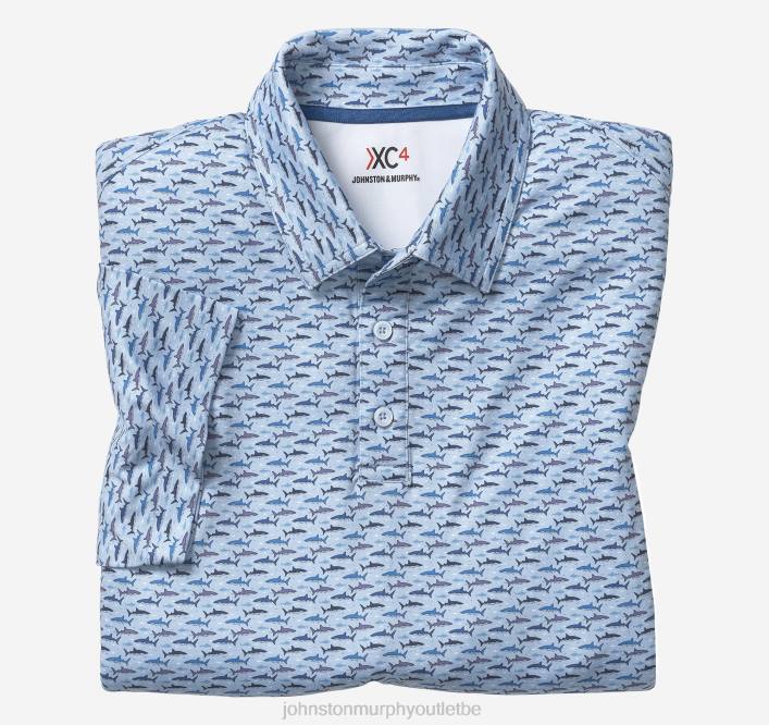 Johnston & Murphy Hommes polo performance xc4 TXRN666 vêtements imprimé requin bleu