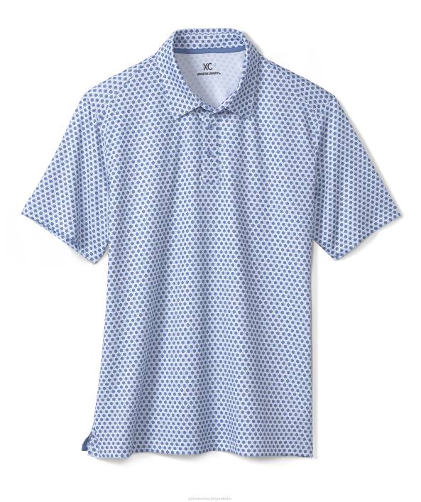 Johnston & Murphy Hommes polo performant à imprimé xc4 TXRN462 vêtements cercle pointillé blanc/bleu