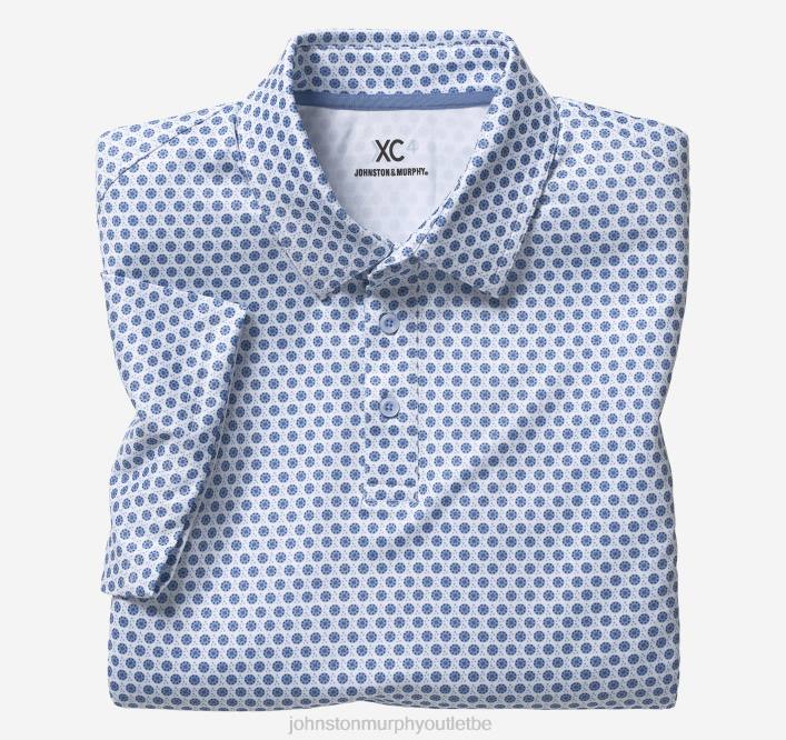 Johnston & Murphy Hommes polo performant à imprimé xc4 TXRN462 vêtements cercle pointillé blanc/bleu
