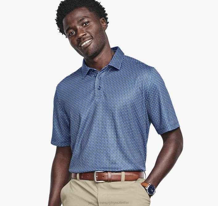 Johnston & Murphy Hommes polo performant à imprimé xc4 TXRN497 vêtements géo marine