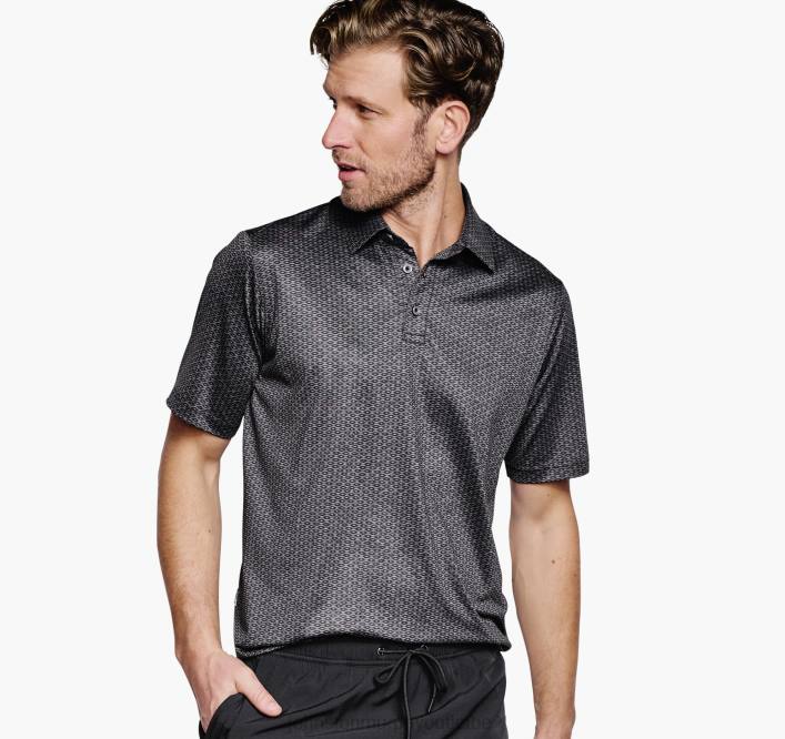 Johnston & Murphy Hommes polo performant à imprimé xc4 TXRN522 vêtements ovale lié noir