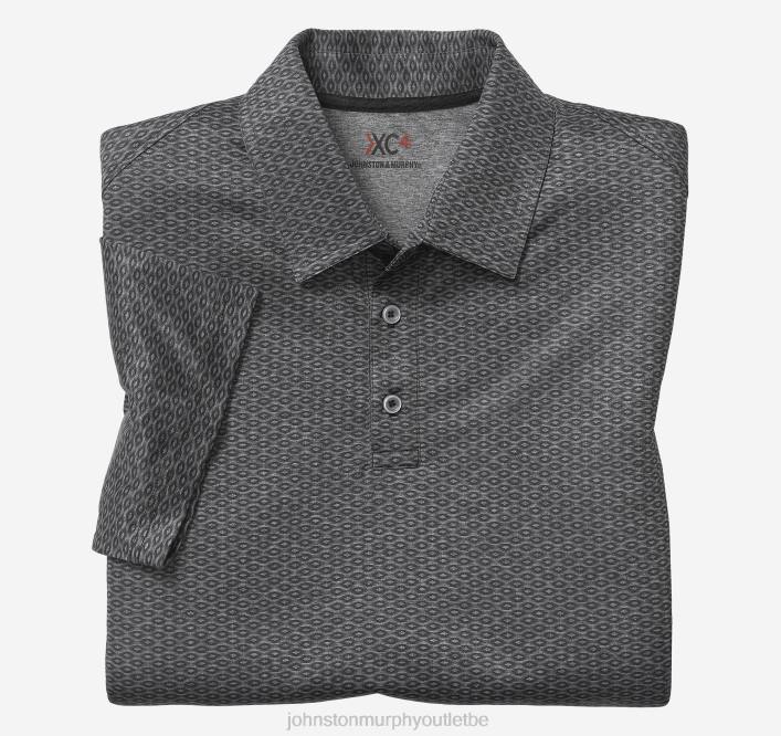 Johnston & Murphy Hommes polo performant à imprimé xc4 TXRN522 vêtements ovale lié noir
