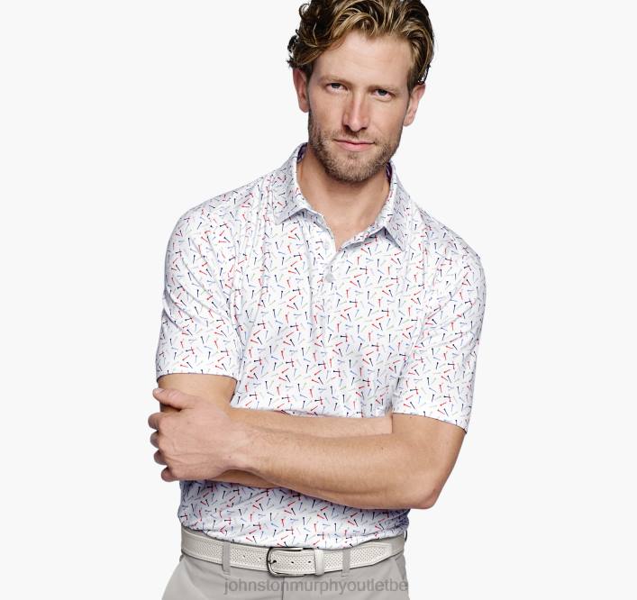 Johnston & Murphy Hommes polo performant à imprimé xc4 TXRN552 vêtements tee-shirt de golf multi blanc