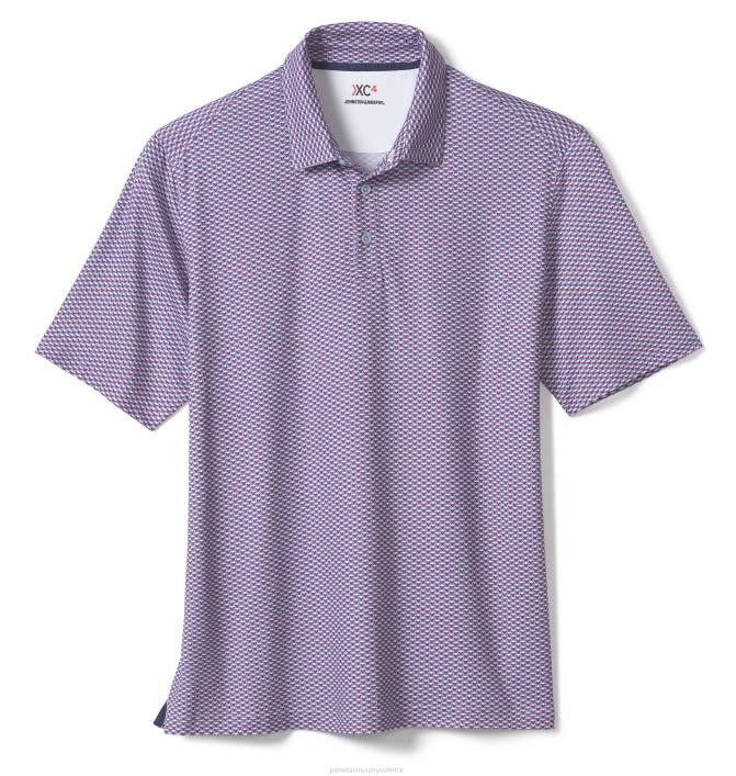 Johnston & Murphy Hommes polo performant à imprimé xc4 TXRN554 vêtements bleu/rouge quatre points