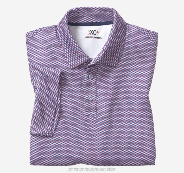 Johnston & Murphy Hommes polo performant à imprimé xc4 TXRN554 vêtements bleu/rouge quatre points