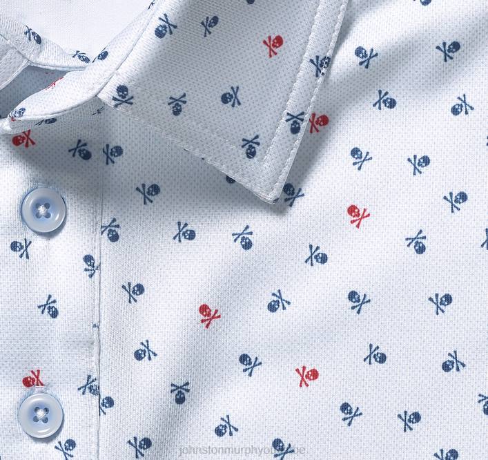 Johnston & Murphy Hommes polo performant à imprimé xc4 TXRN555 vêtements crâne bleu clair