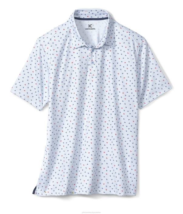 Johnston & Murphy Hommes polo performant à imprimé xc4 TXRN555 vêtements crâne bleu clair