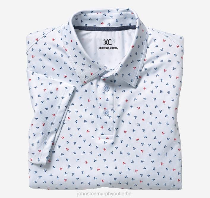 Johnston & Murphy Hommes polo performant à imprimé xc4 TXRN555 vêtements crâne bleu clair