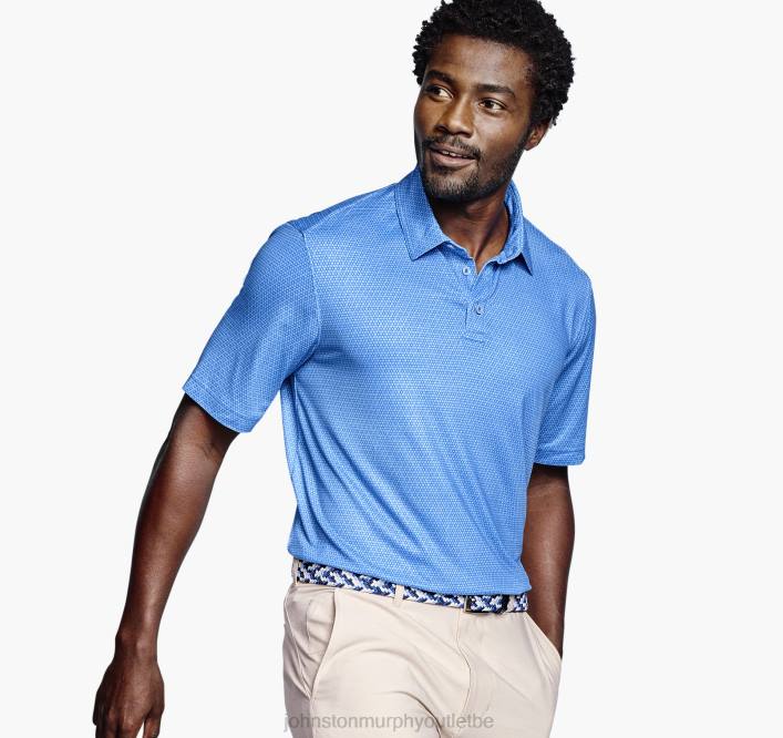 Johnston & Murphy Hommes polo performant à imprimé xc4 TXRN570 vêtements nid d'abeille bleu