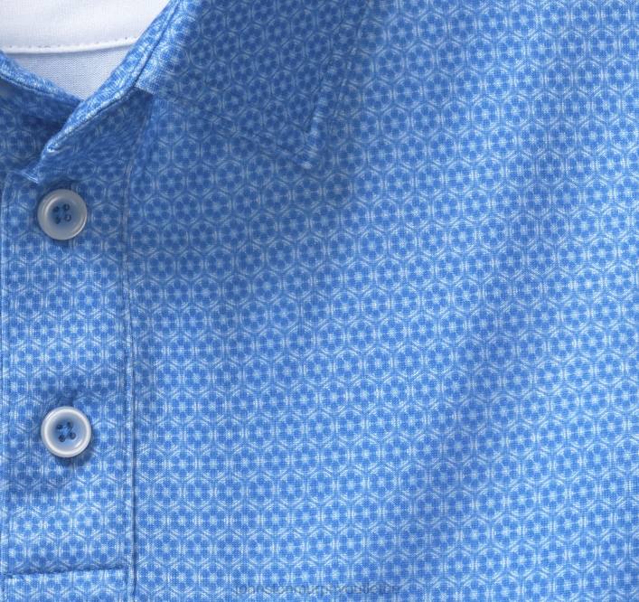 Johnston & Murphy Hommes polo performant à imprimé xc4 TXRN570 vêtements nid d'abeille bleu