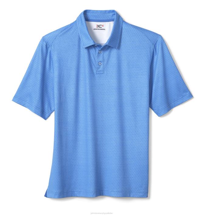 Johnston & Murphy Hommes polo performant à imprimé xc4 TXRN570 vêtements nid d'abeille bleu