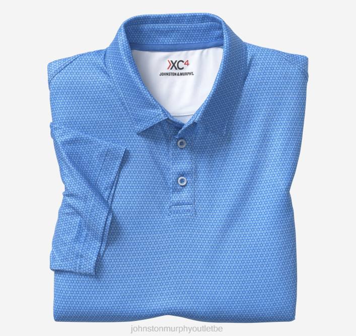 Johnston & Murphy Hommes polo performant à imprimé xc4 TXRN570 vêtements nid d'abeille bleu