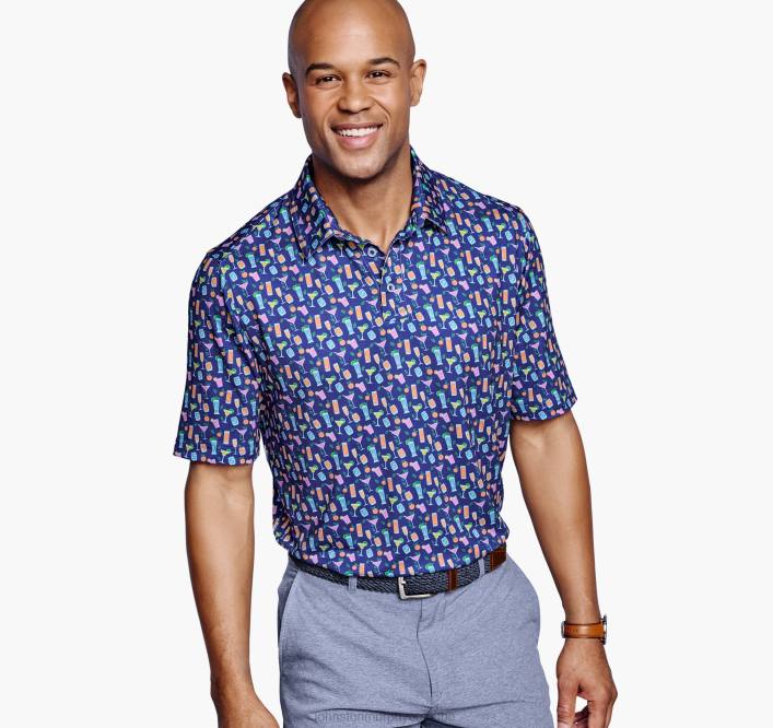 Johnston & Murphy Hommes polo performant à imprimé xc4 TXRN571 vêtements cocktail marine
