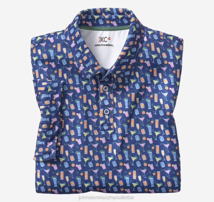 Johnston & Murphy Hommes polo performant à imprimé xc4 TXRN571 vêtements cocktail marine