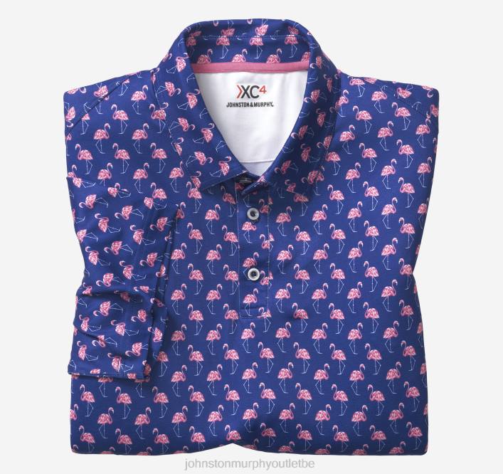 Johnston & Murphy Hommes polo performant à imprimé xc4 TXRN572 vêtements flamant bleu marine