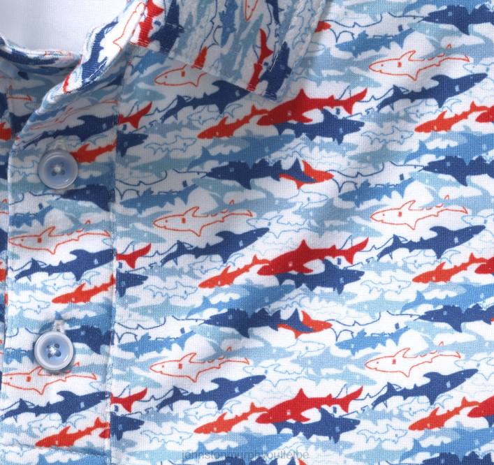 Johnston & Murphy Hommes polo performant à imprimé xc4 TXRN597 vêtements requin bleu/rouge