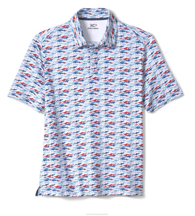 Johnston & Murphy Hommes polo performant à imprimé xc4 TXRN597 vêtements requin bleu/rouge