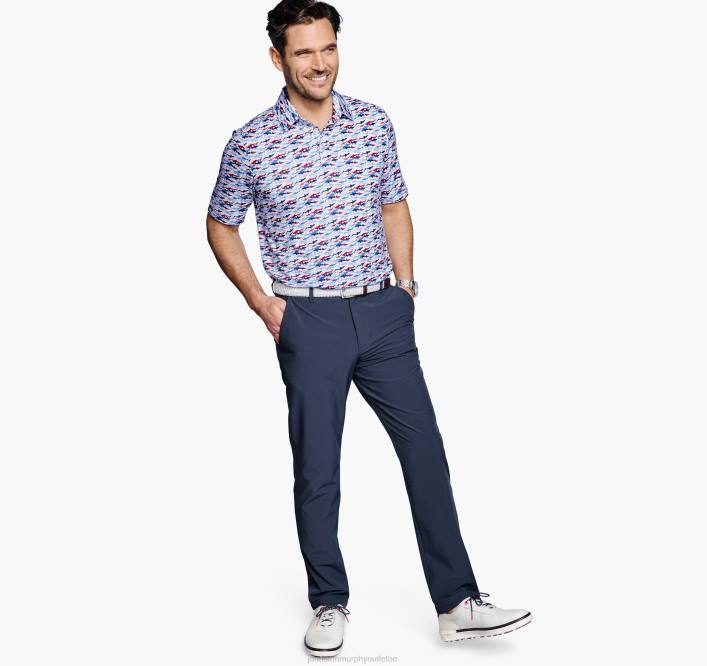 Johnston & Murphy Hommes polo performant à imprimé xc4 TXRN597 vêtements requin bleu/rouge