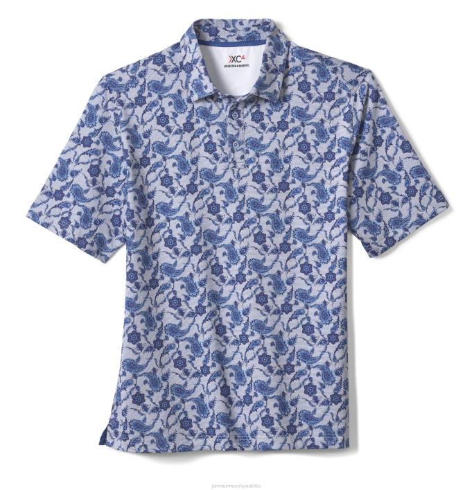Johnston & Murphy Hommes polo performant à imprimé xc4 TXRN620 vêtements cachemire bleu marine