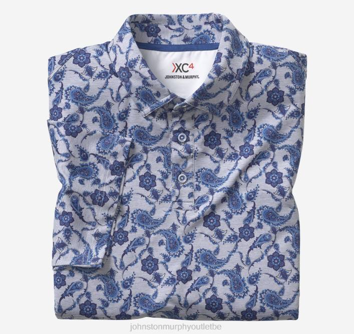 Johnston & Murphy Hommes polo performant à imprimé xc4 TXRN620 vêtements cachemire bleu marine