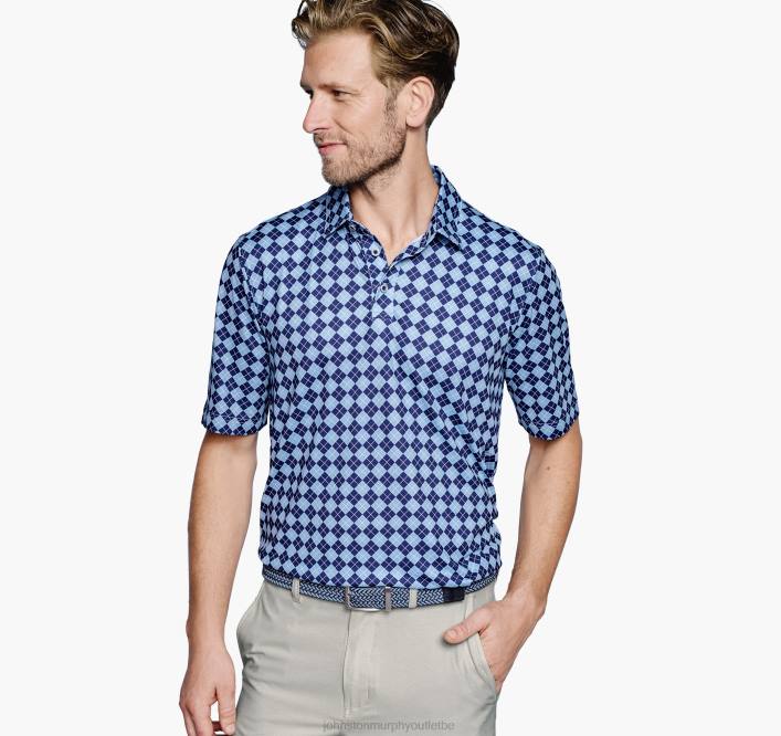 Johnston & Murphy Hommes polo performant à imprimé xc4 TXRN699 vêtements Argyle bleu marine/bleu
