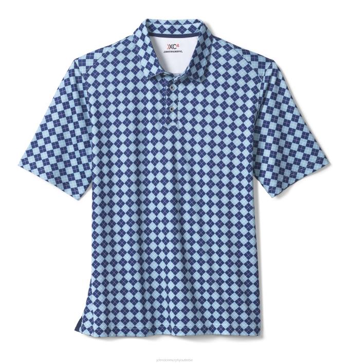 Johnston & Murphy Hommes polo performant à imprimé xc4 TXRN699 vêtements Argyle bleu marine/bleu