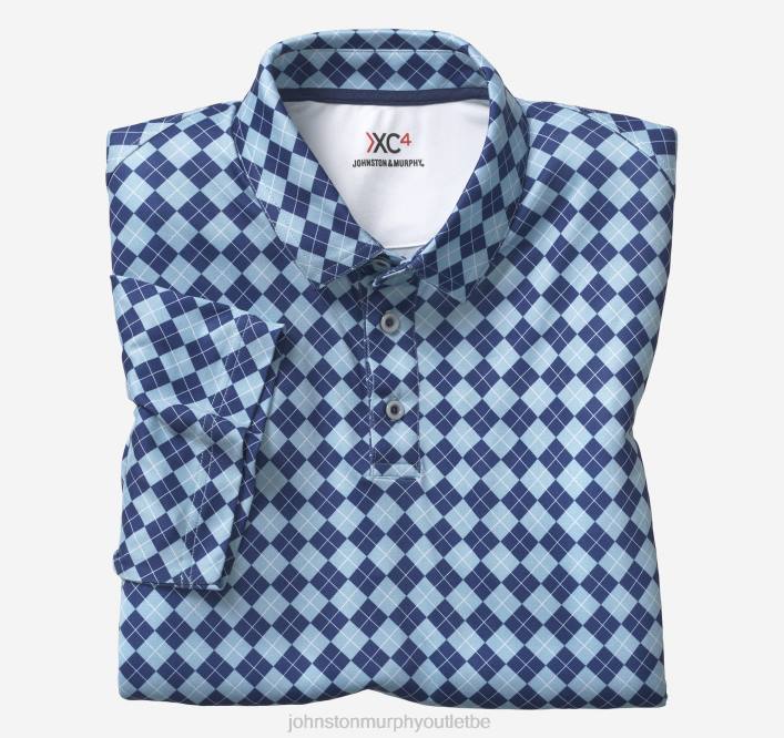 Johnston & Murphy Hommes polo performant à imprimé xc4 TXRN699 vêtements Argyle bleu marine/bleu
