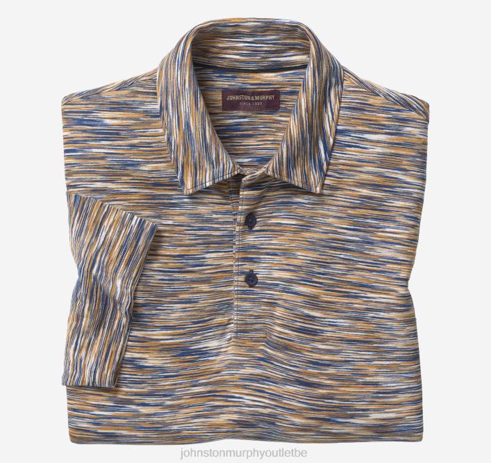Johnston & Murphy Hommes polo teint par espacement TXRN393 vêtements marron/bleu