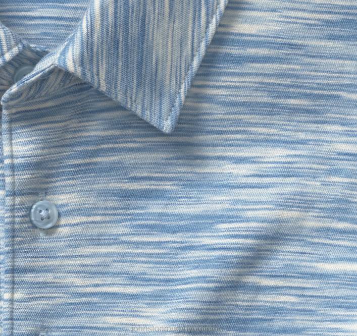 Johnston & Murphy Hommes polo teint par espacement TXRN396 vêtements bleu roi/bleu clair