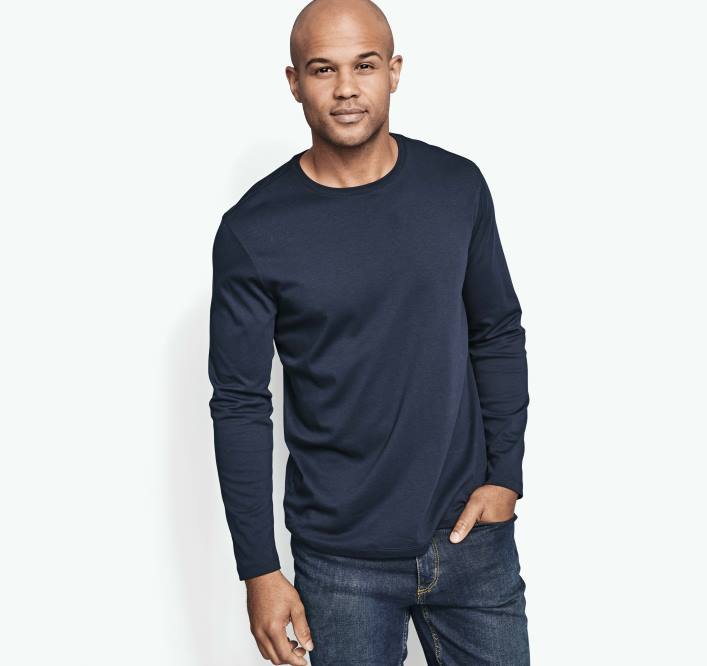 Johnston & Murphy Hommes t-shirt essentiel à manches longues TXRN544 vêtements marine