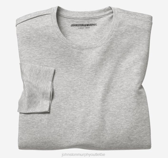 Johnston & Murphy Hommes t-shirt essentiel à manches longues TXRN686 vêtements gris chiné