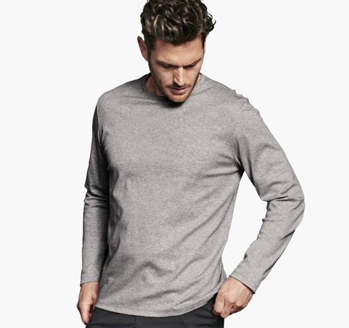 Johnston & Murphy Hommes t-shirt essentiel à manches longues TXRN686 vêtements gris chiné