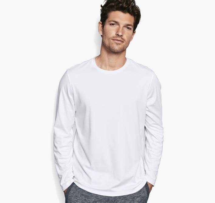 Johnston & Murphy Hommes t-shirt essentiel à manches longues TXRN776 vêtements blanc