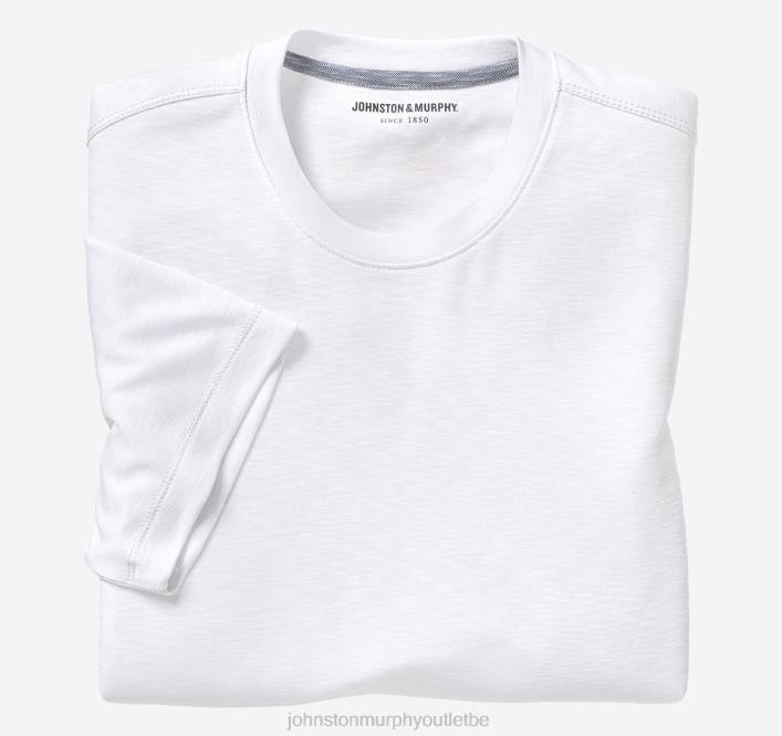 Johnston & Murphy Hommes t-shirt ras du cou flammé vintage TXRN556 vêtements blanc