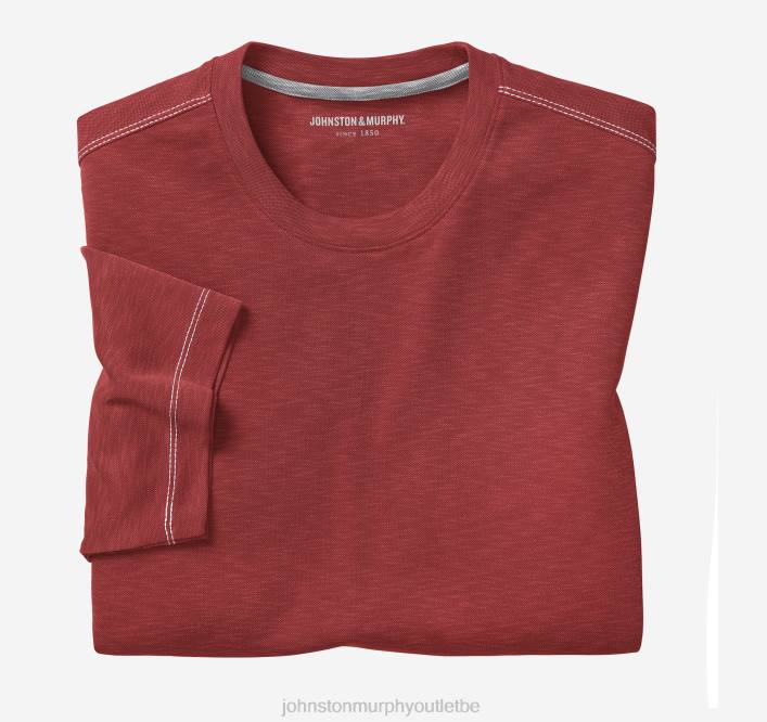 Johnston & Murphy Hommes t-shirt ras du cou flammé vintage TXRN609 vêtements rouge
