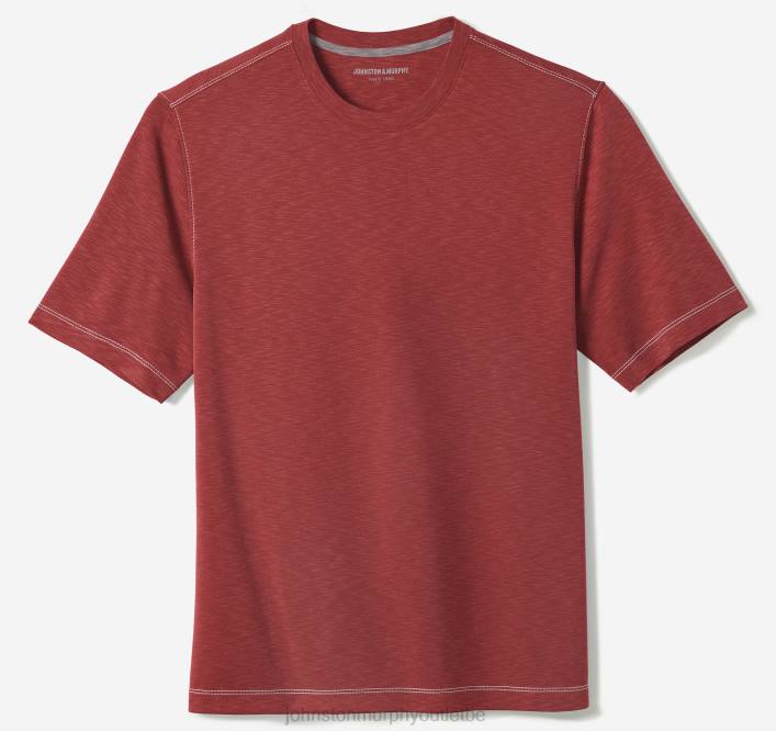 Johnston & Murphy Hommes t-shirt ras du cou flammé vintage TXRN609 vêtements rouge