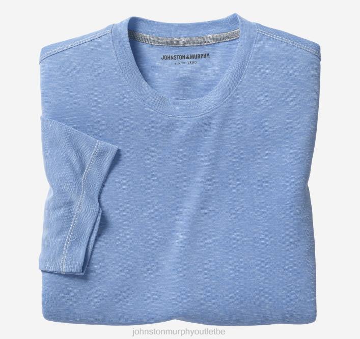 Johnston & Murphy Hommes t-shirt ras du cou flammé vintage TXRN646 vêtements bleu clair