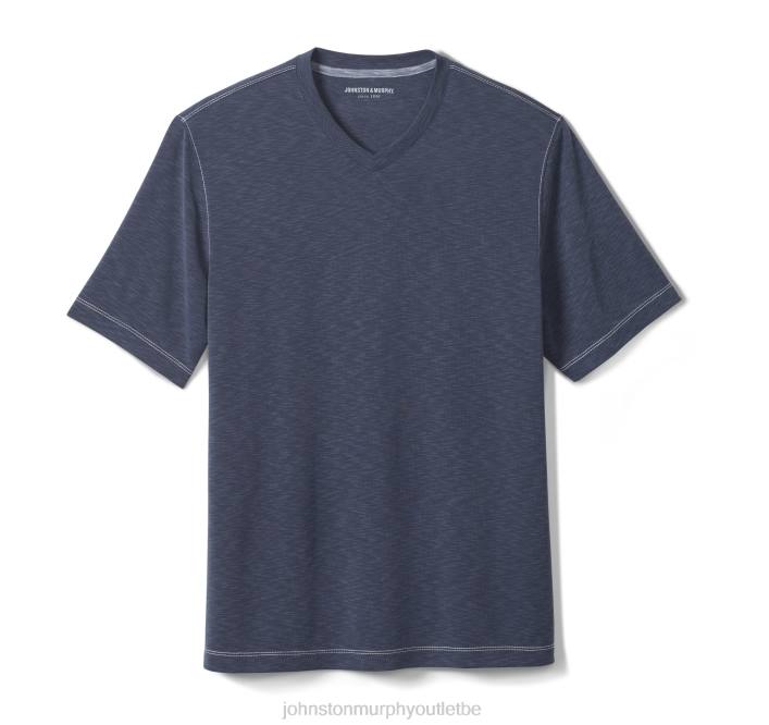 Johnston & Murphy Hommes t-shirt vintage flammé à col en V TXRN627 vêtements marine