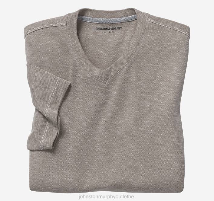 Johnston & Murphy Hommes t-shirt vintage flammé à col en V TXRN628 vêtements sable