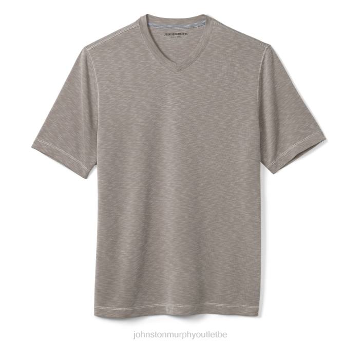 Johnston & Murphy Hommes t-shirt vintage flammé à col en V TXRN628 vêtements sable