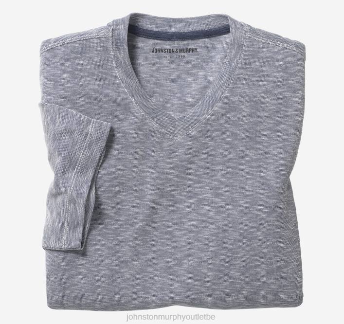 Johnston & Murphy Hommes t-shirt vintage flammé à col en V TXRN682 vêtements indigo