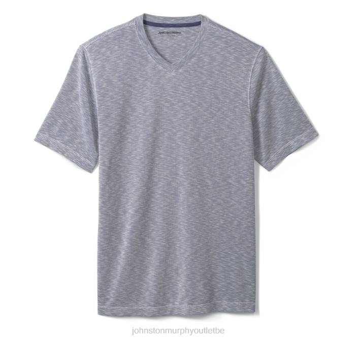 Johnston & Murphy Hommes t-shirt vintage flammé à col en V TXRN682 vêtements indigo