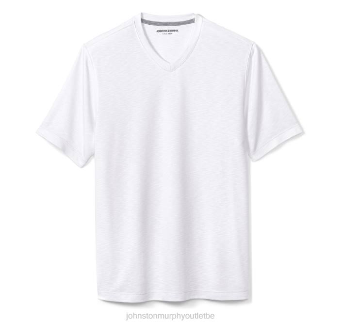 Johnston & Murphy Hommes t-shirt vintage flammé à col en V TXRN712 vêtements blanc