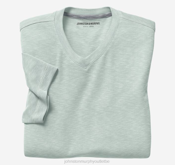 Johnston & Murphy Hommes t-shirt vintage flammé à col en V TXRN713 vêtements menthe